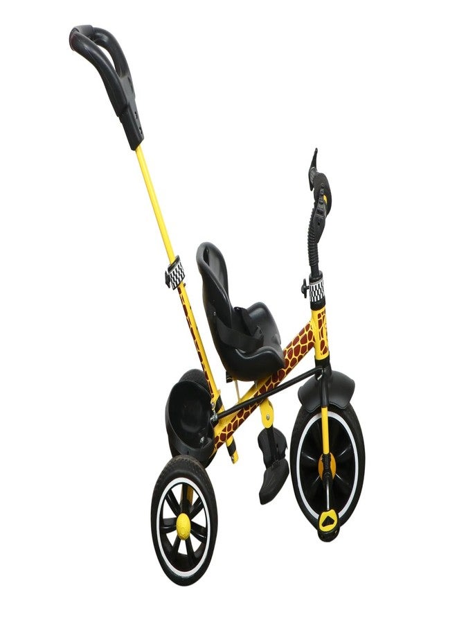 JoyRide JoySafari Kids Tricycle with Parental Handle, Animal-Themed Design, Black and Yellow, Giraffe and Zebra Pattern, 2-5 Years, Outdoor Adventure Ride (GiraffeGlide+ Yellow) - Image 4
